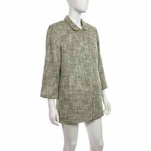 Dialogue Olive Green Tweed-Style Jacket with Patch Pockets Length 32” Sleeves 24